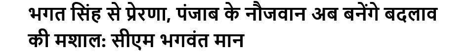 भगत सिंह से प्रेरणा, पंजाब के नौजवान अब बनेंगे बदलाव की मशाल: सीएम भगवंत मान